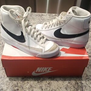 Nike Youth White and Black High-Top Sneakers